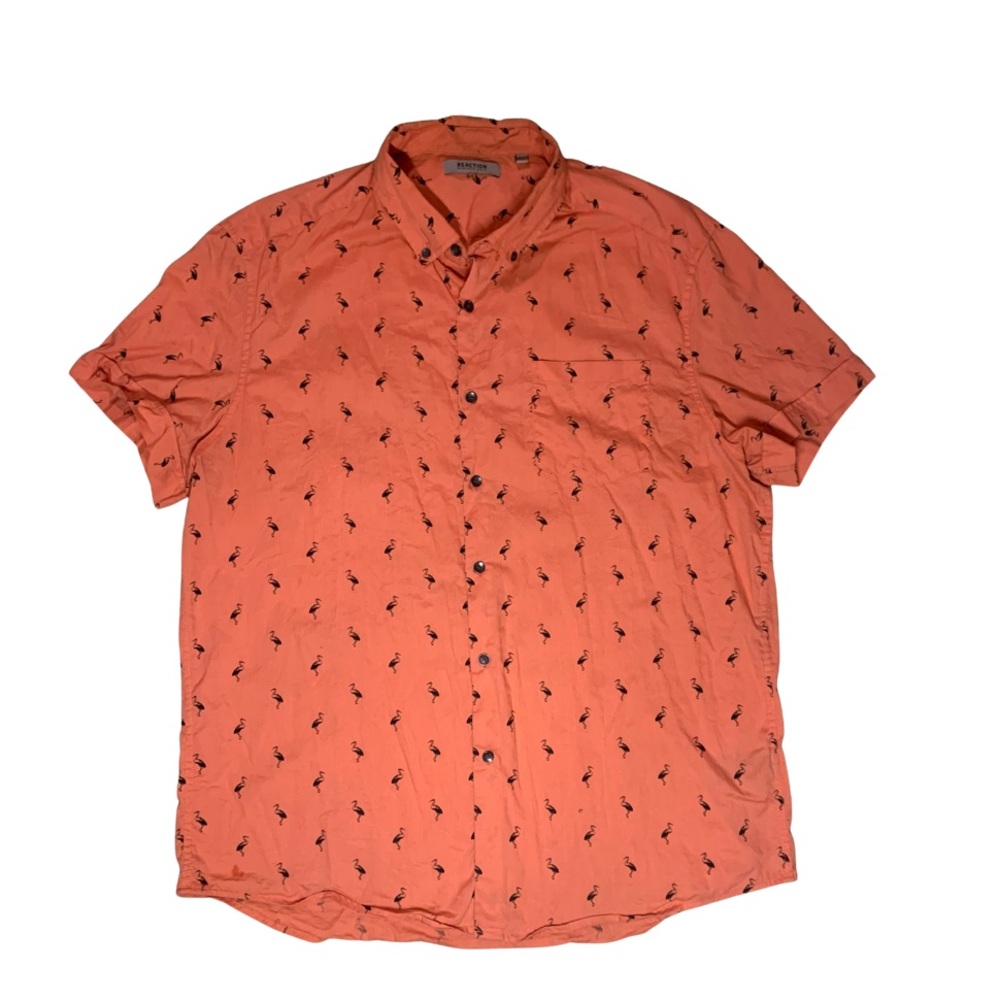 Kenneth Cole Reaction Coral Button Up with Design Extra Large